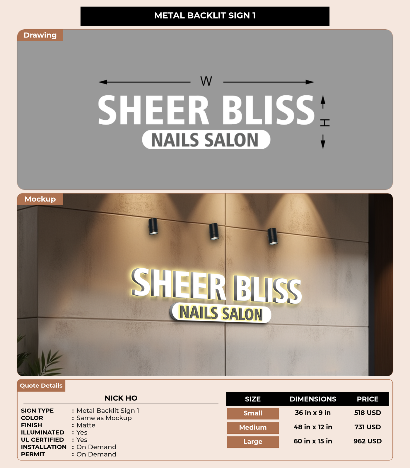 CUSTOM MOCKUP SIGN FOR Nick ho