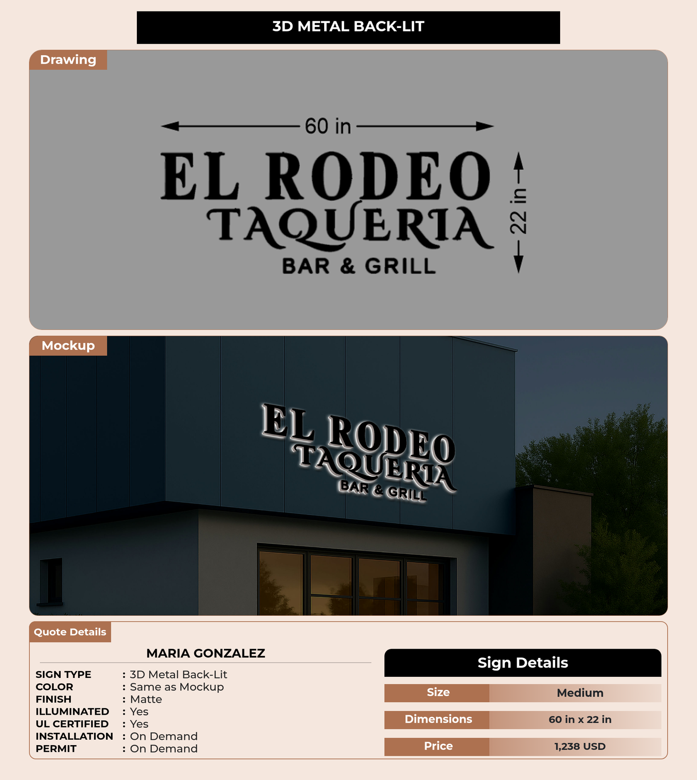 CUSTOM MOCKUP SIGN FOR Maria Gonzalez