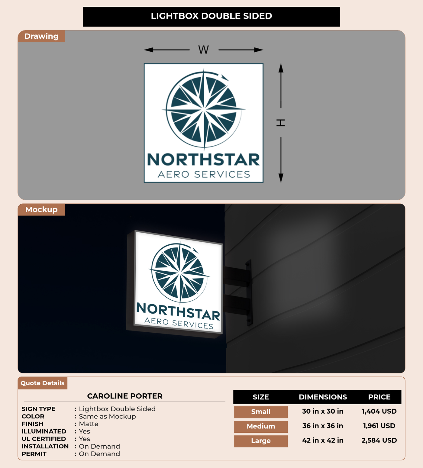 CUSTOM MOCKUP SIGN FOR Caroline Porter