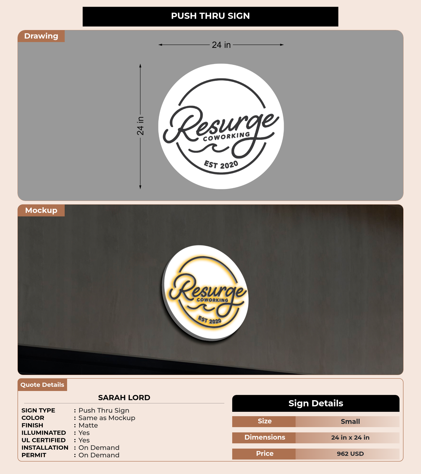 CUSTOM MOCKUP SIGN FOR sarah lord