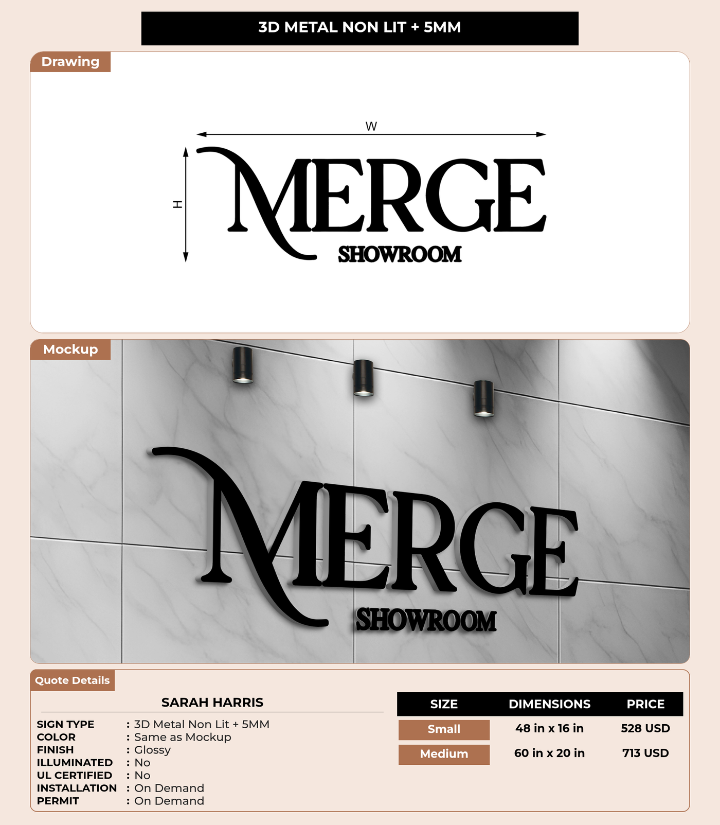 CUSTOM MOCKUP SIGN FOR Sarah Harris