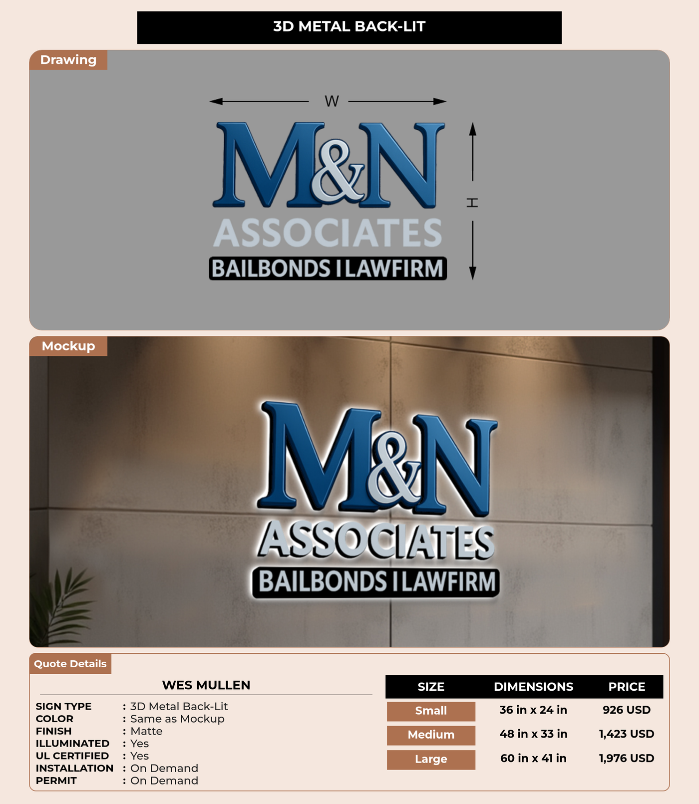 CUSTOM MOCKUP SIGN FOR Wes mullen