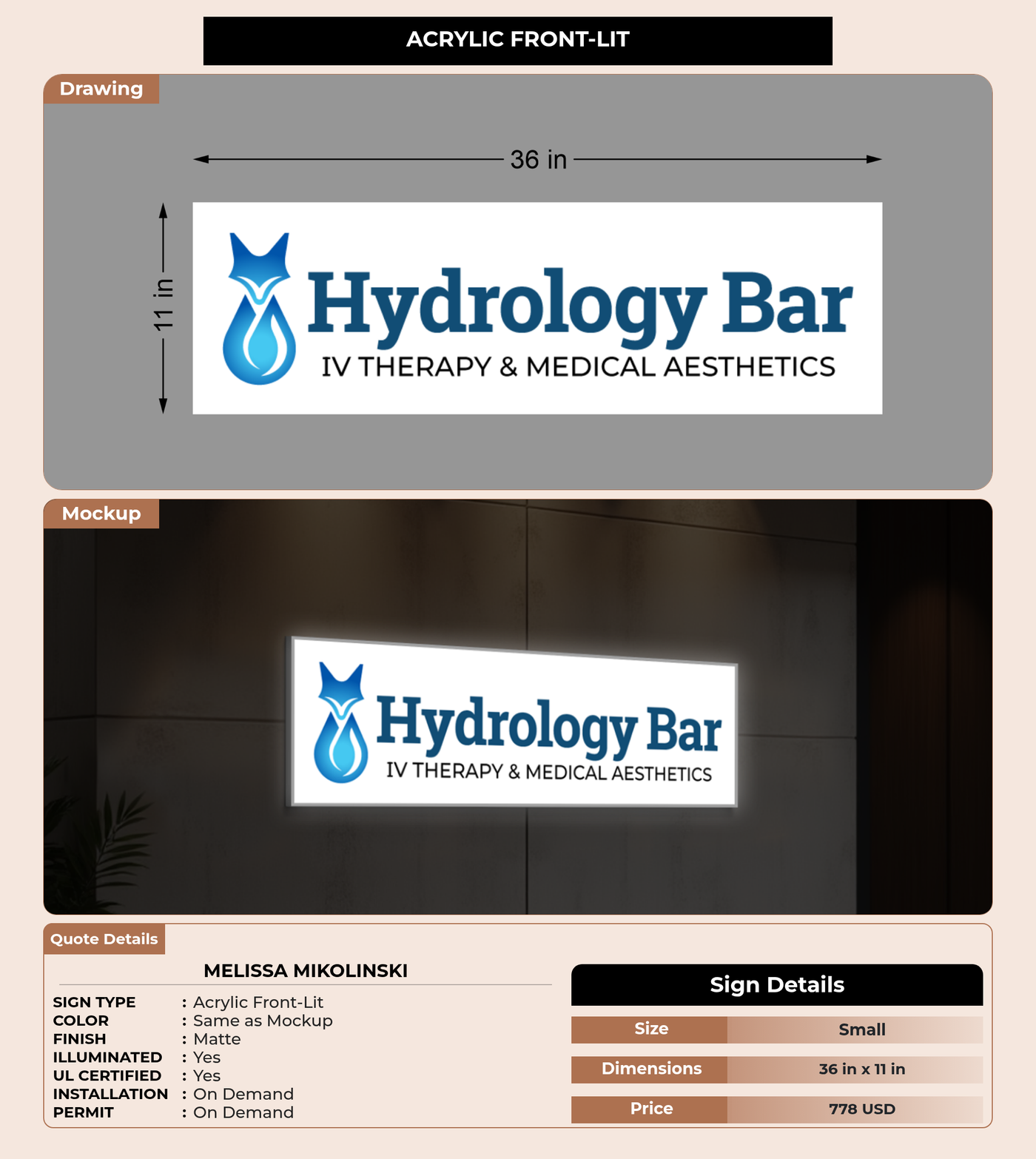 CUSTOM MOCKUP SIGN FOR Melissa Mikolinski