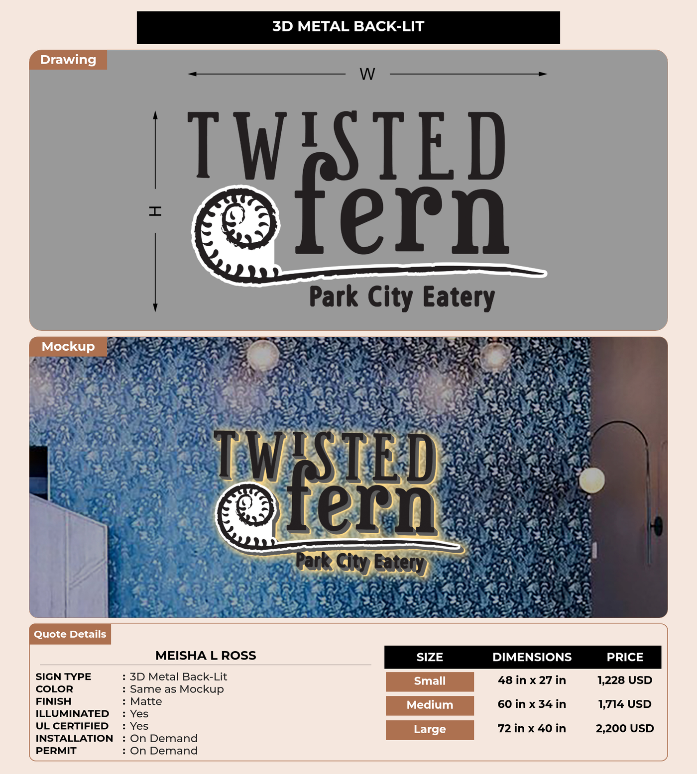 CUSTOM MOCKUP SIGN FOR Meisha L Ross