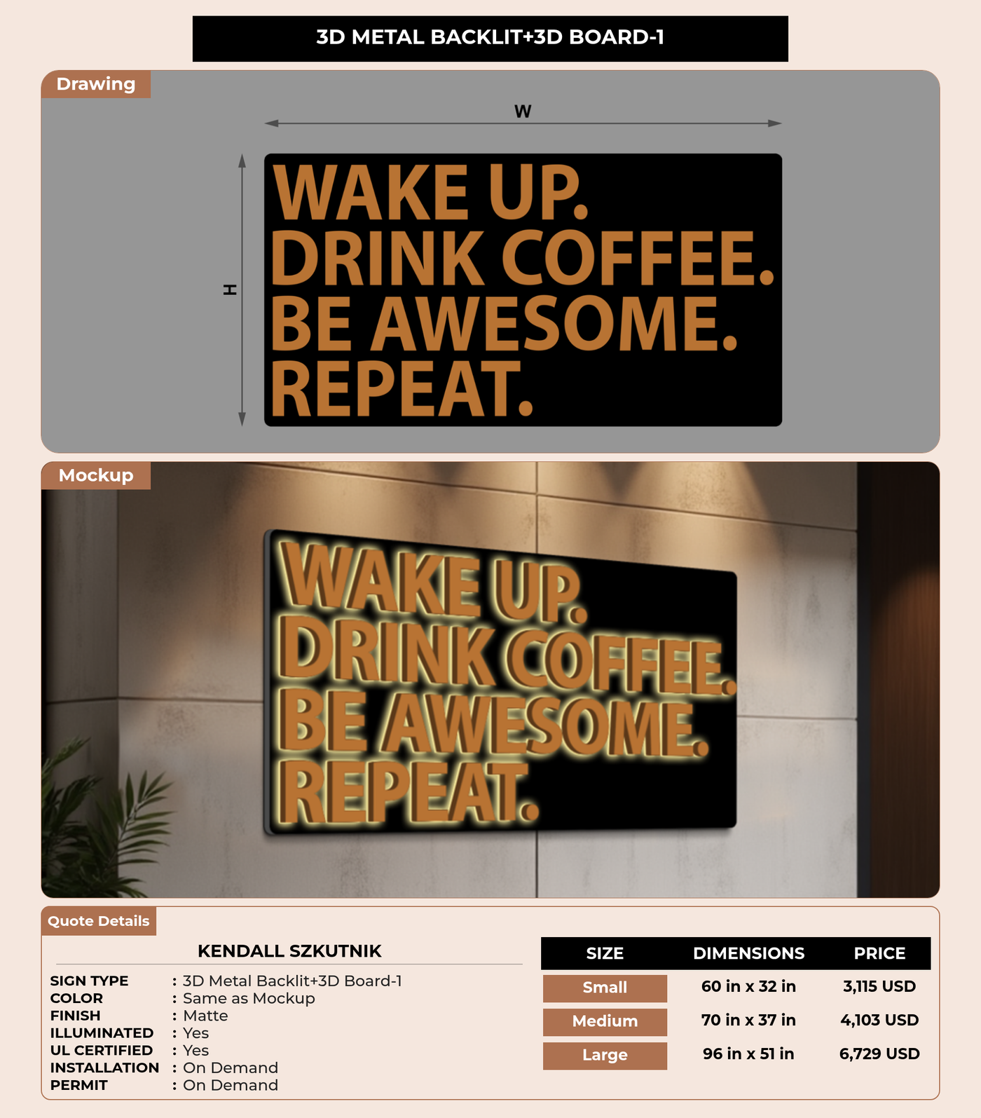 CUSTOM MOCKUP SIGN FOR Kendall Szkutnik