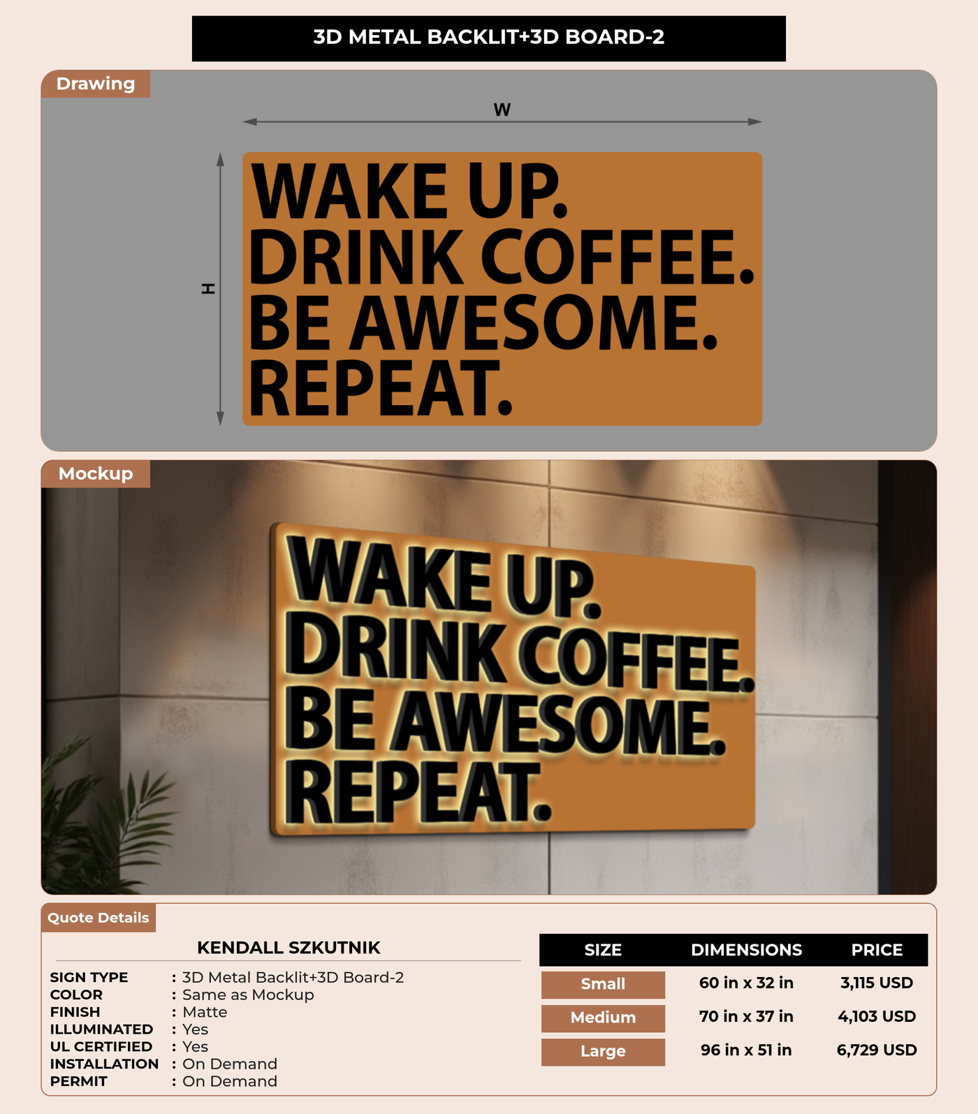 CUSTOM MOCKUP SIGN FOR Kendall Szkutnik