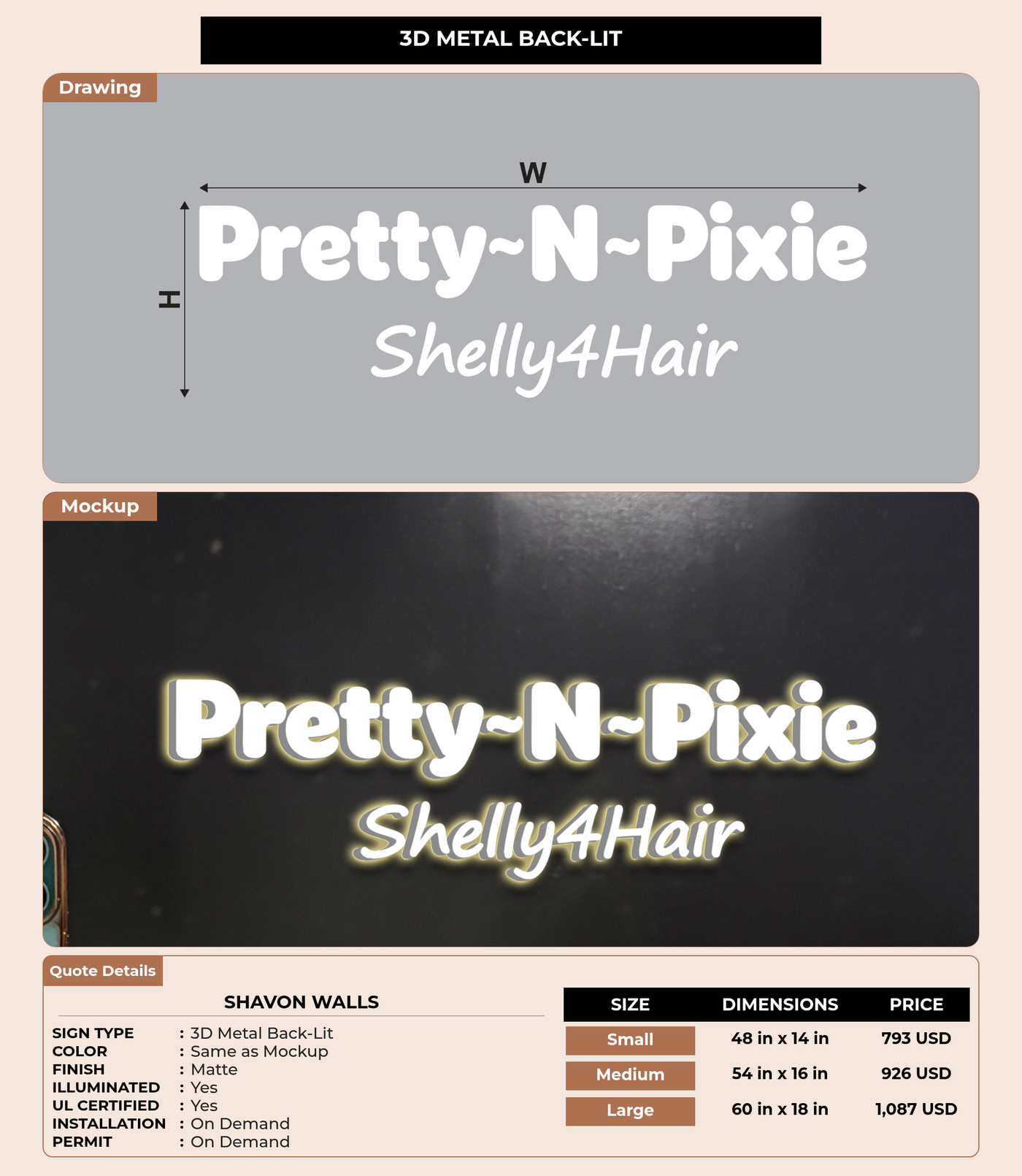 CUSTOM MOCKUP SIGN FOR Shavon Walls