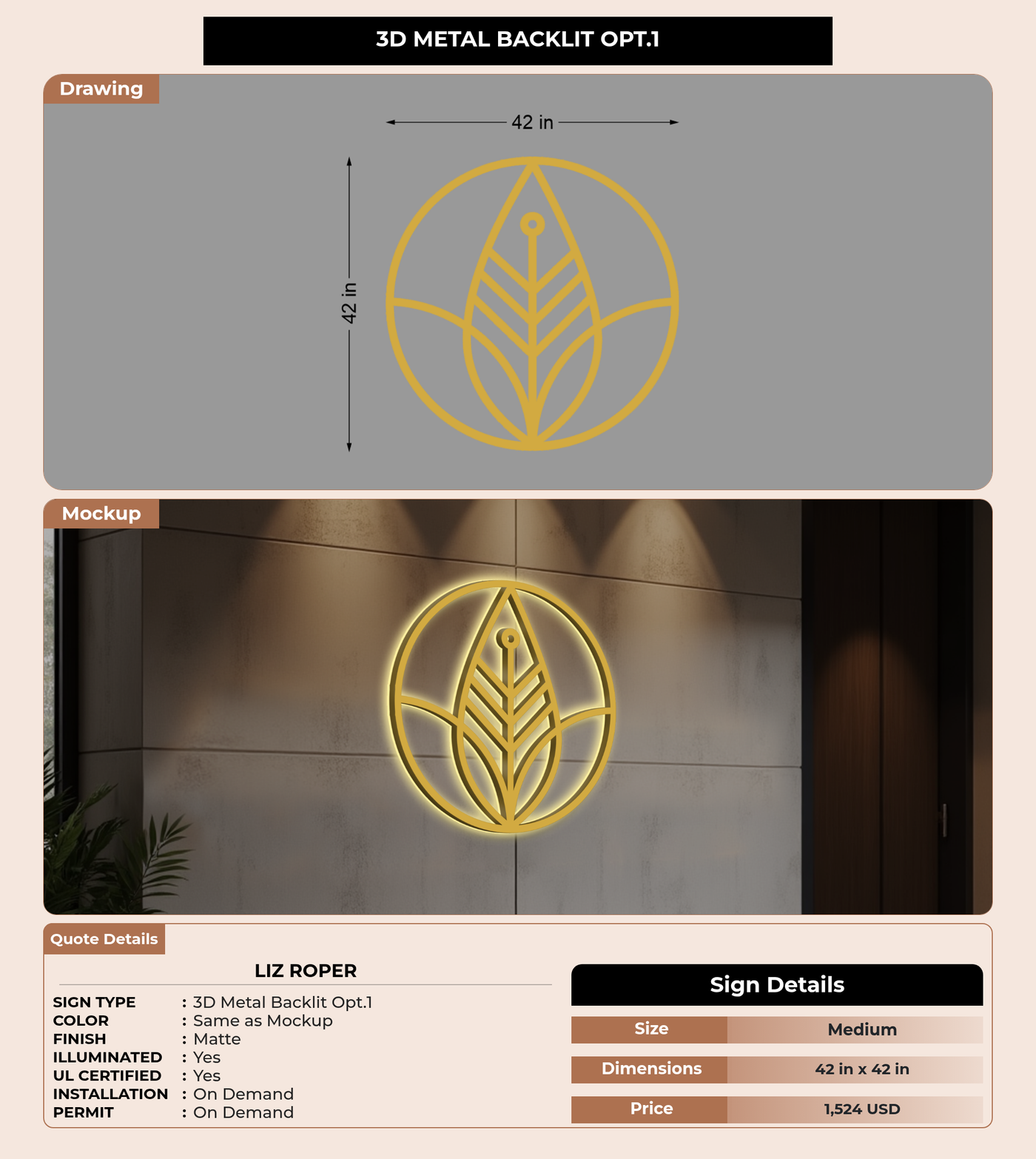 CUSTOM MOCKUP SIGN FOR Liz Roper