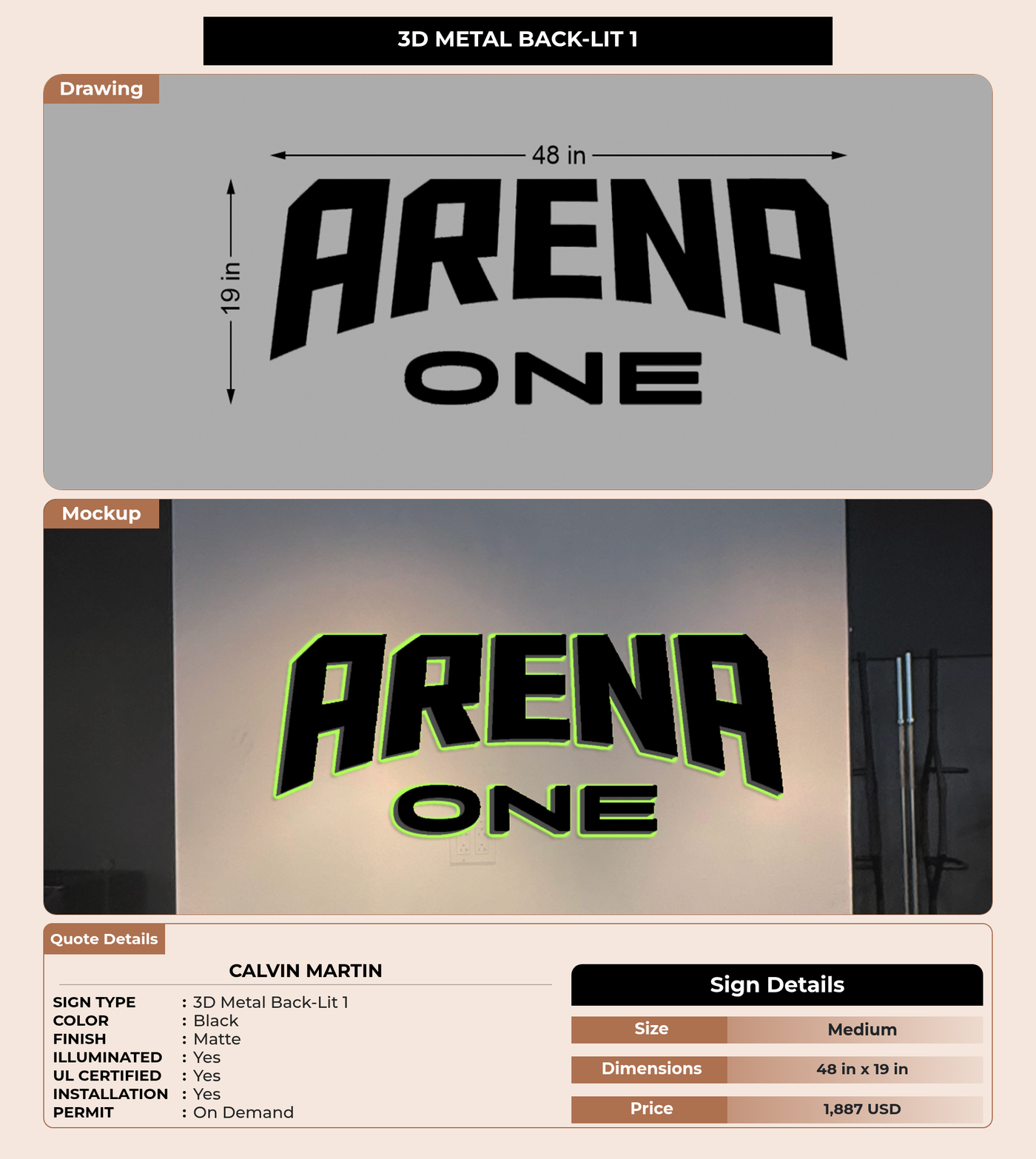 CUSTOM MOCKUP SIGN FOR Calvin Martin