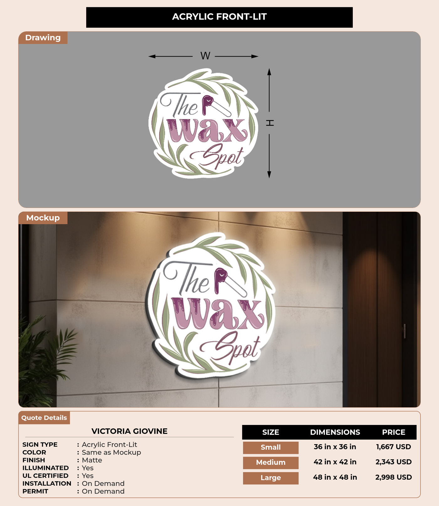 CUSTOM MOCKUP SIGN FOR Victoria Giovine