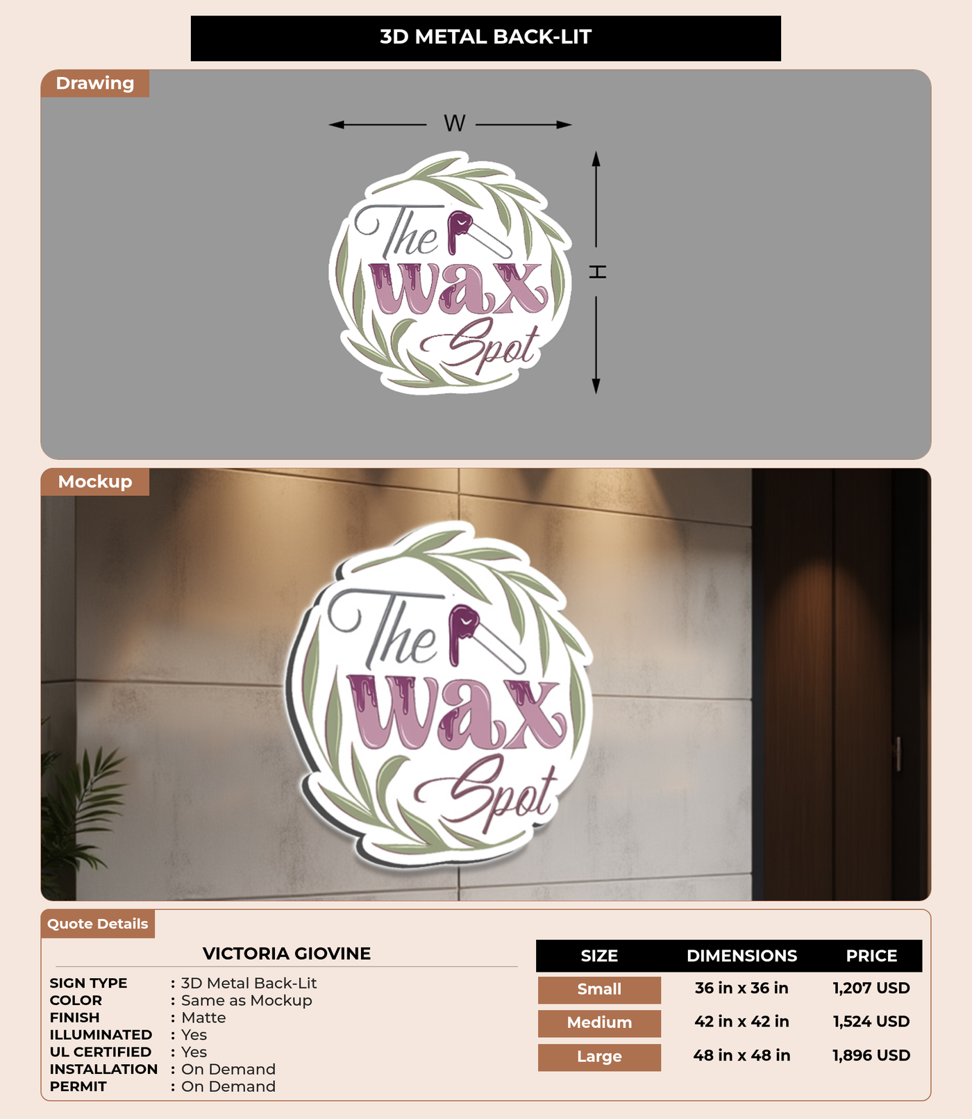 CUSTOM MOCKUP SIGN FOR Victoria Giovine