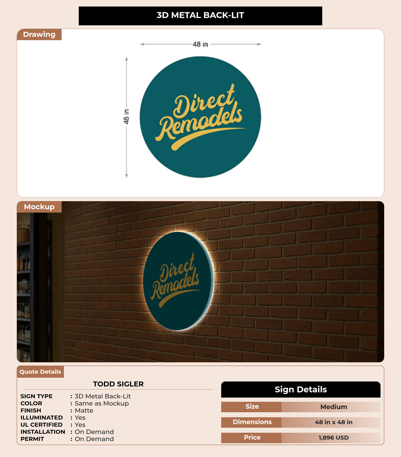 CUSTOM MOCKUP SIGN FOR Todd Sigler