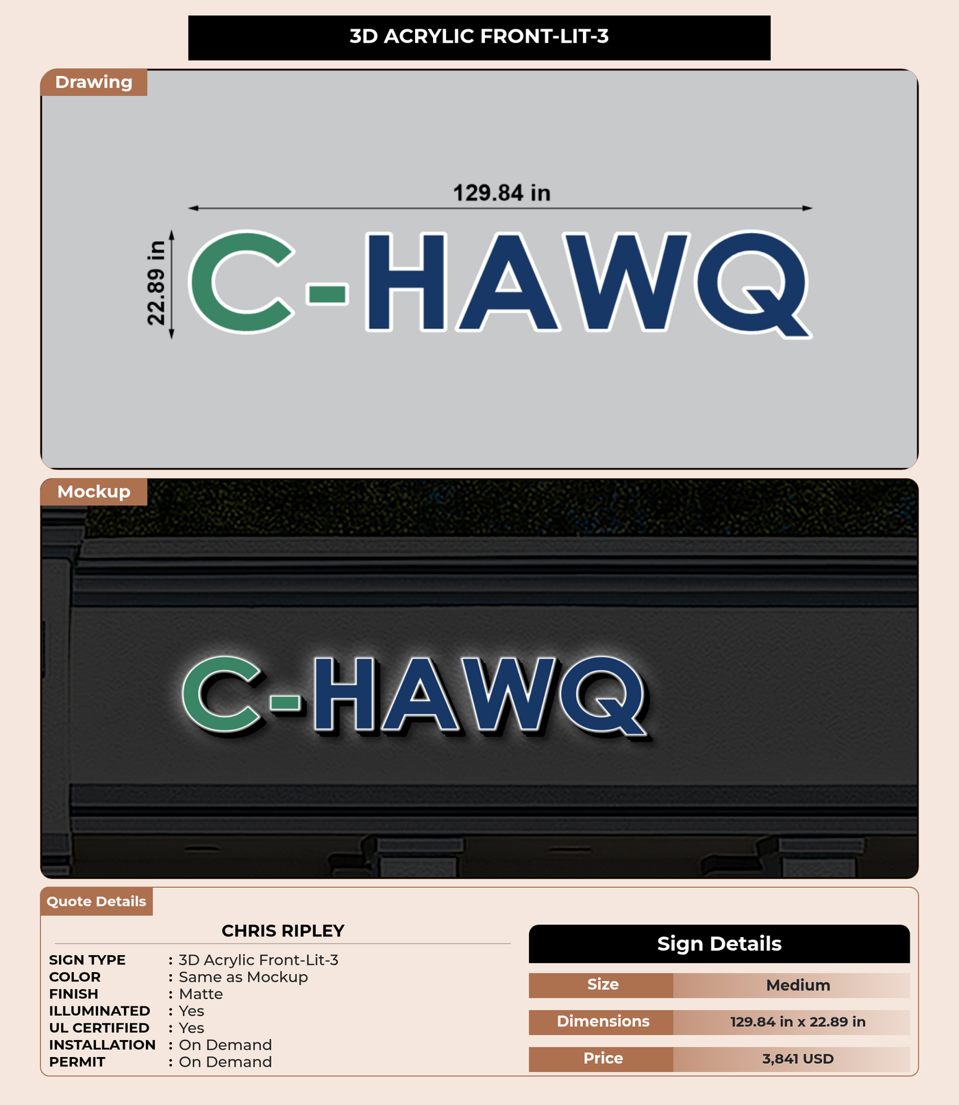 CUSTOM MOCKUP SIGN FOR Chris Ripley