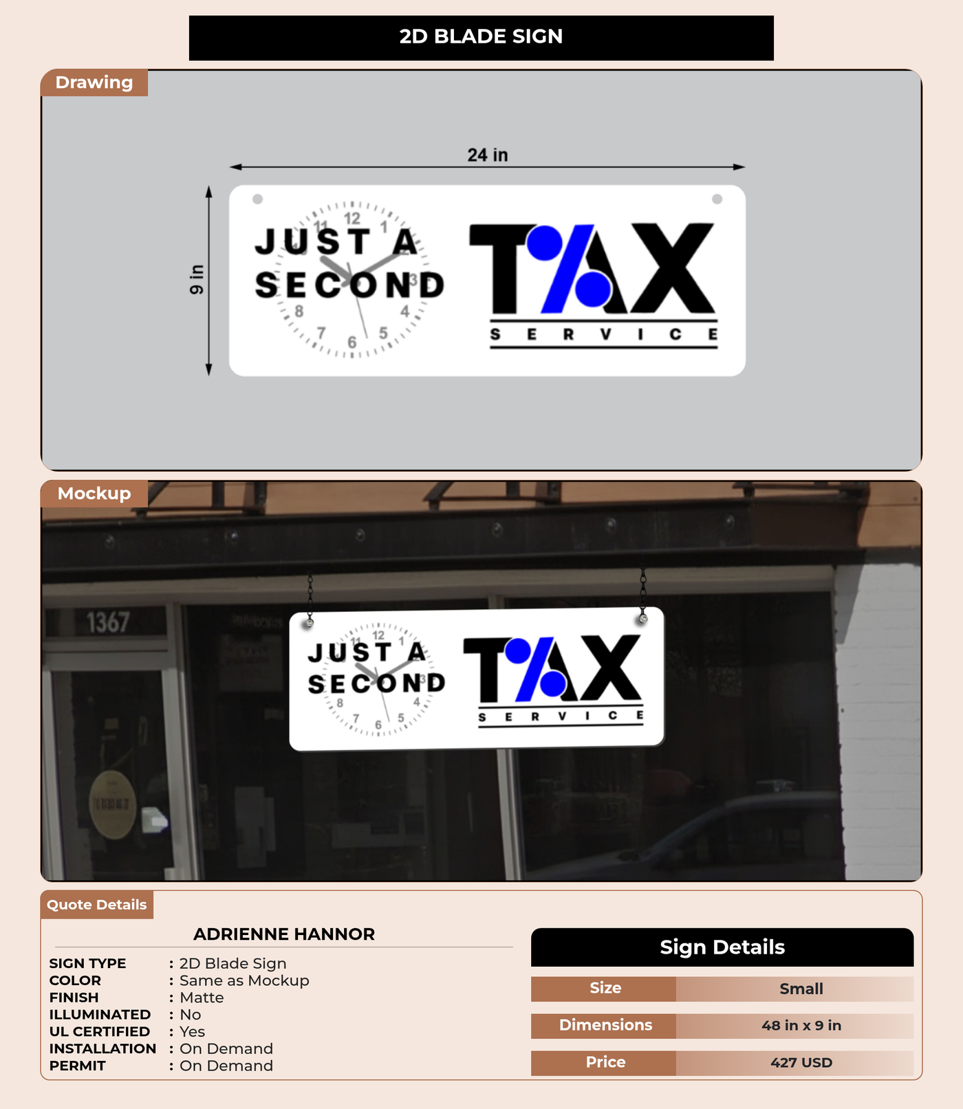 CUSTOM MOCKUP SIGN FOR Adrienne Hannor