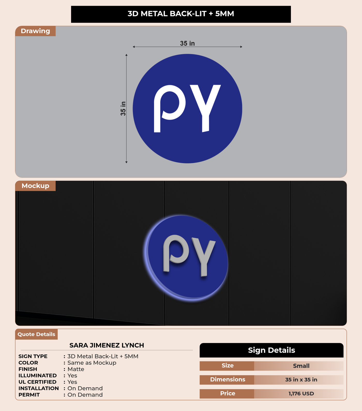 CUSTOM MOCKUP SIGN FOR Sara Jimenez Lynch