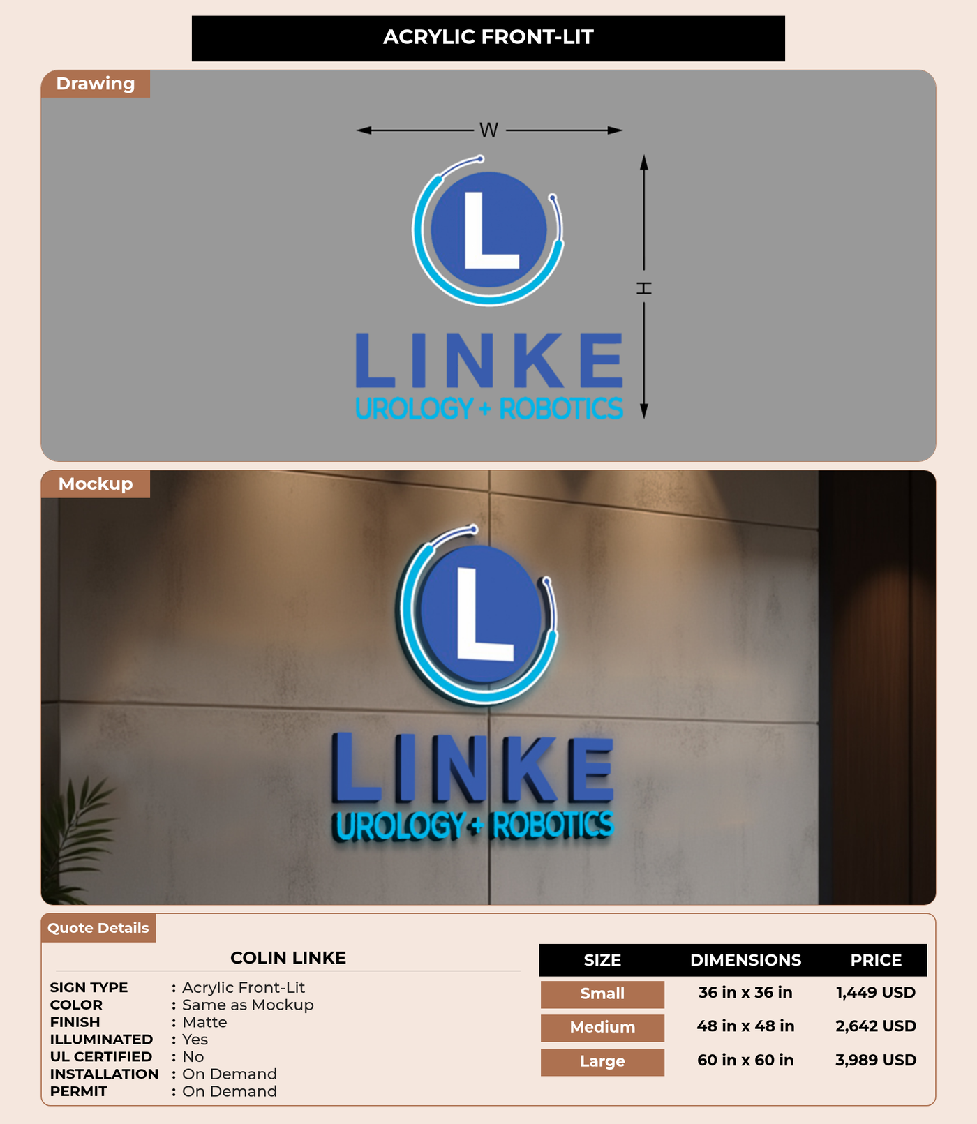 CUSTOM MOCKUP SIGN FOR Colin Linke