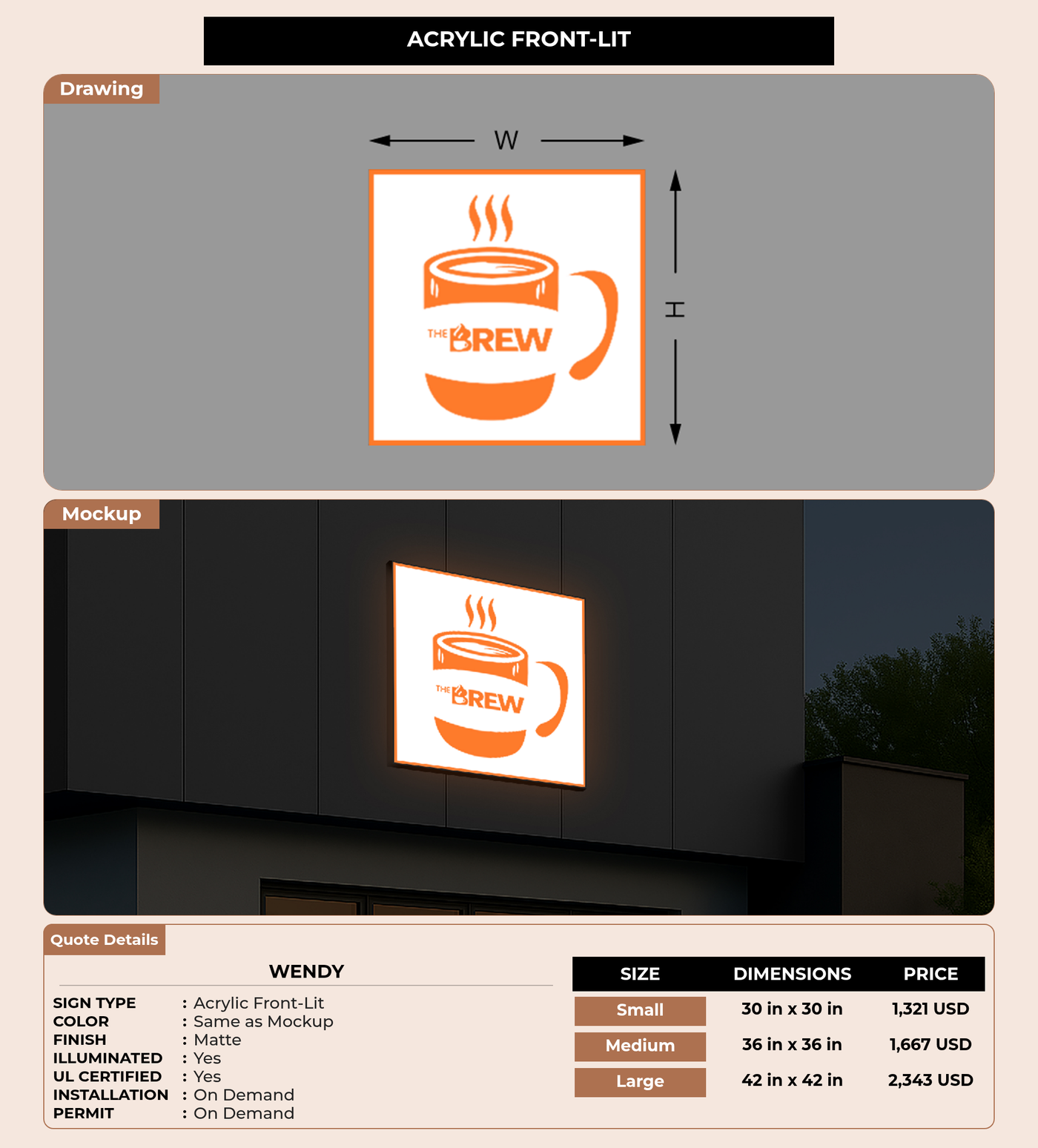 CUSTOM MOCKUP SIGN FOR Wendy