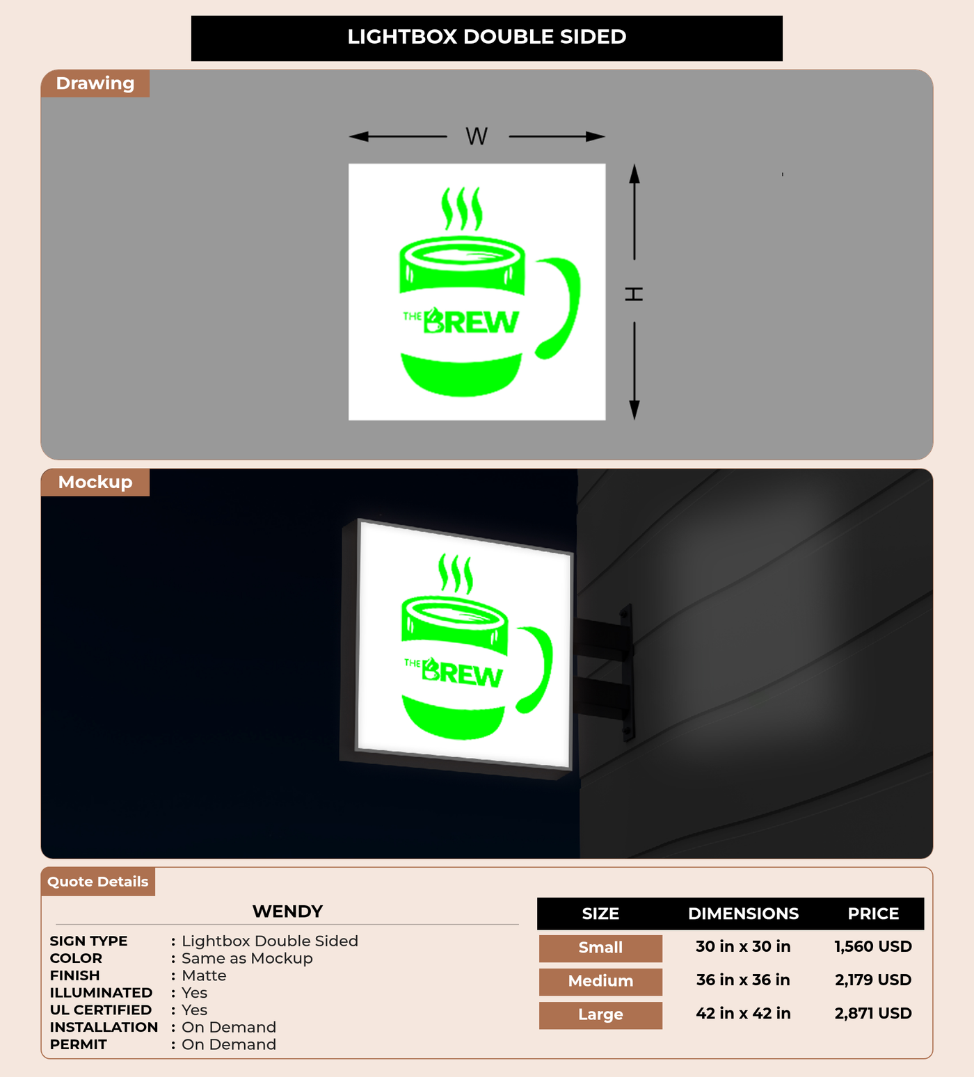 CUSTOM MOCKUP SIGN FOR Wendy