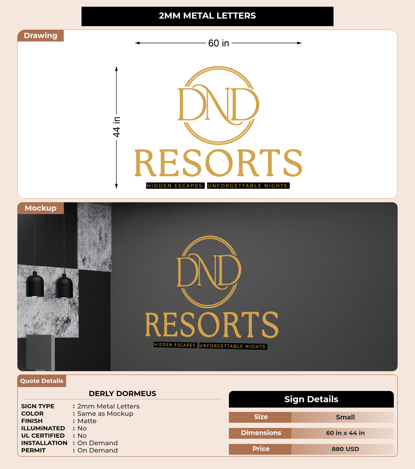 CUSTOM MOCKUP SIGN FOR Derly Dormeus