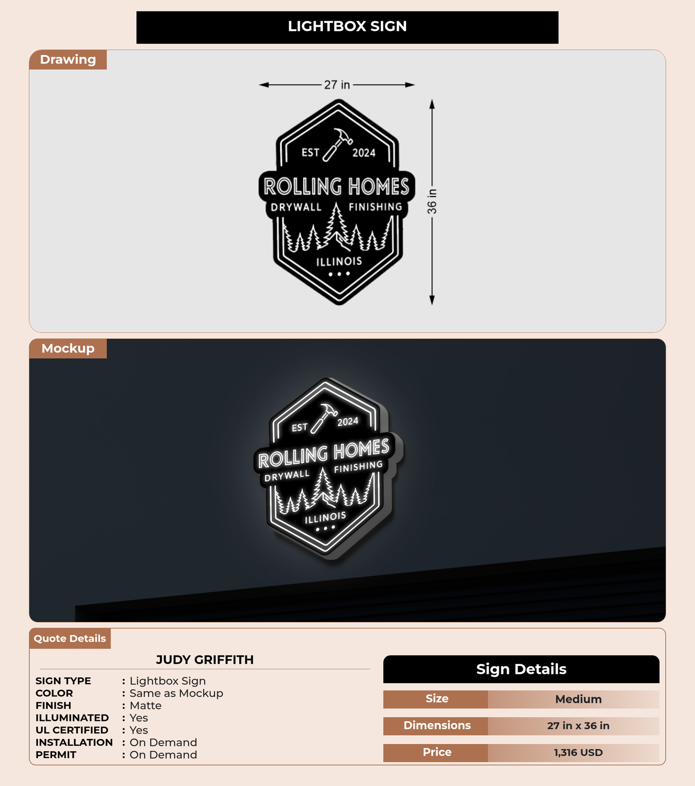 CUSTOM MOCKUP SIGN FOR Judy Griffith