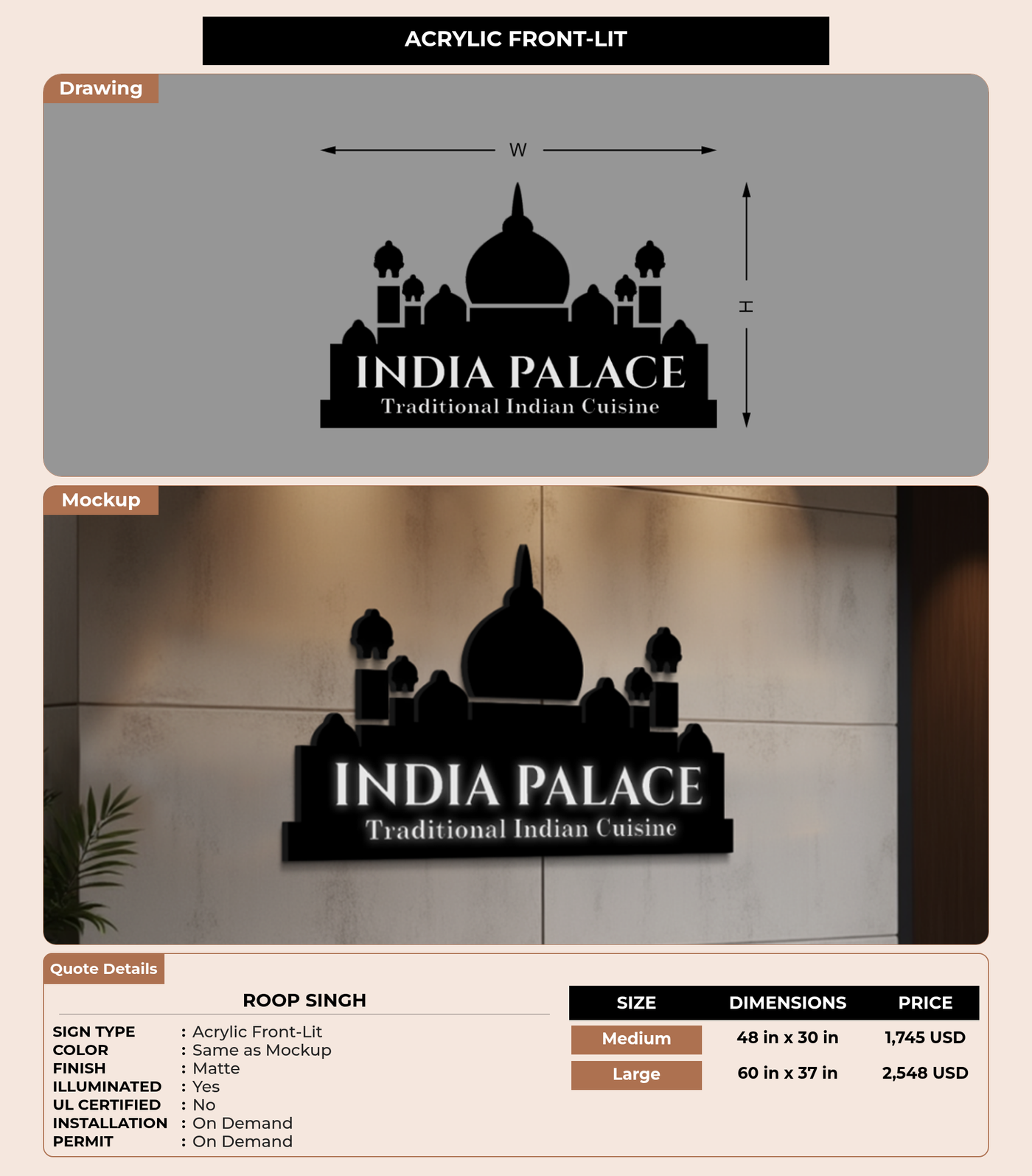 CUSTOM MOCKUP SIGN FOR Roop Singh