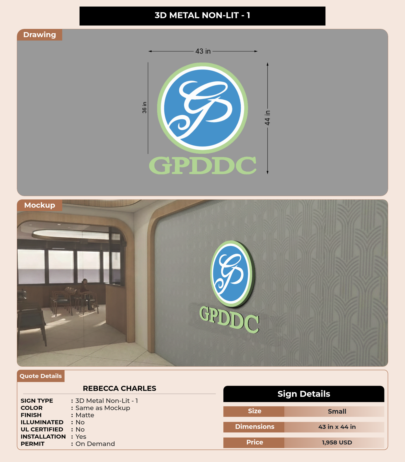 CUSTOM MOCKUP SIGN FOR Rebecca Charles