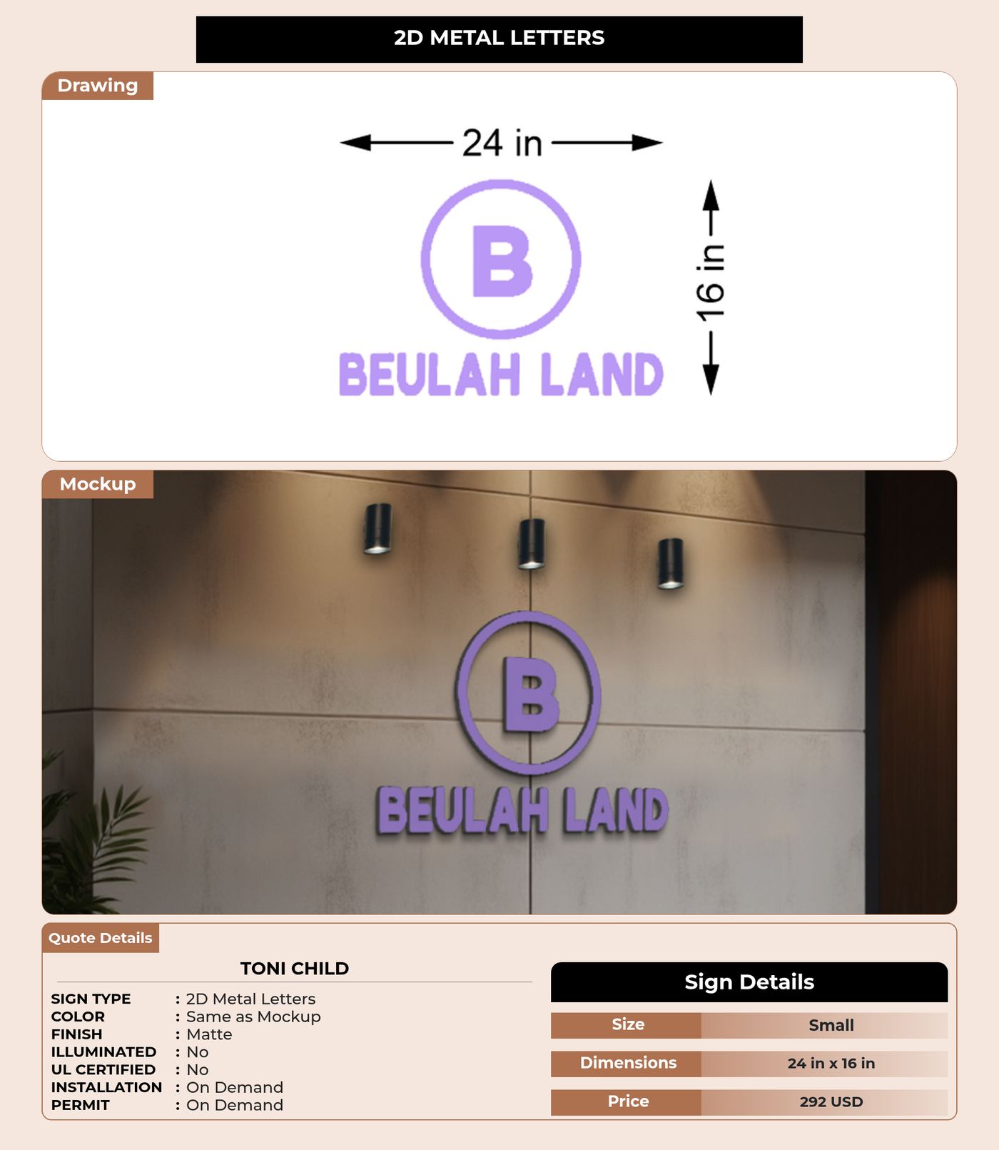 CUSTOM MOCKUP SIGN FOR Toni Child