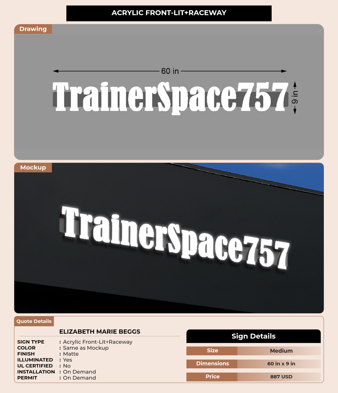 CUSTOM MOCKUP SIGN FOR Elizabeth Marie Beggs