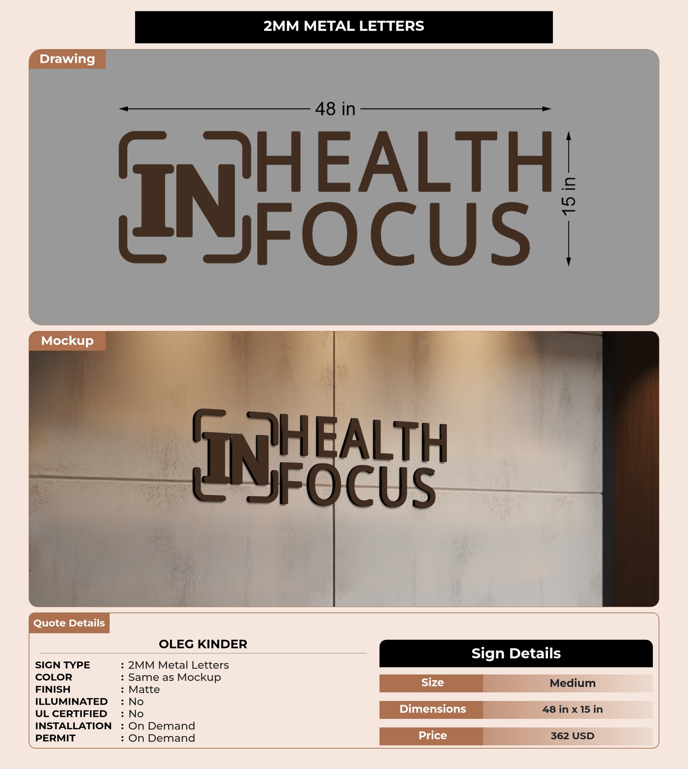 CUSTOM MOCKUP SIGN FOR Oleg Kinder