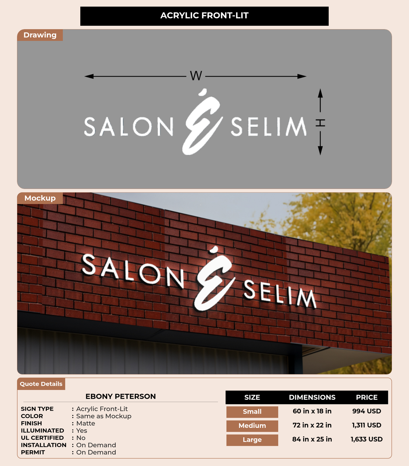 CUSTOM MOCKUP SIGN FOR Ebony Peterson