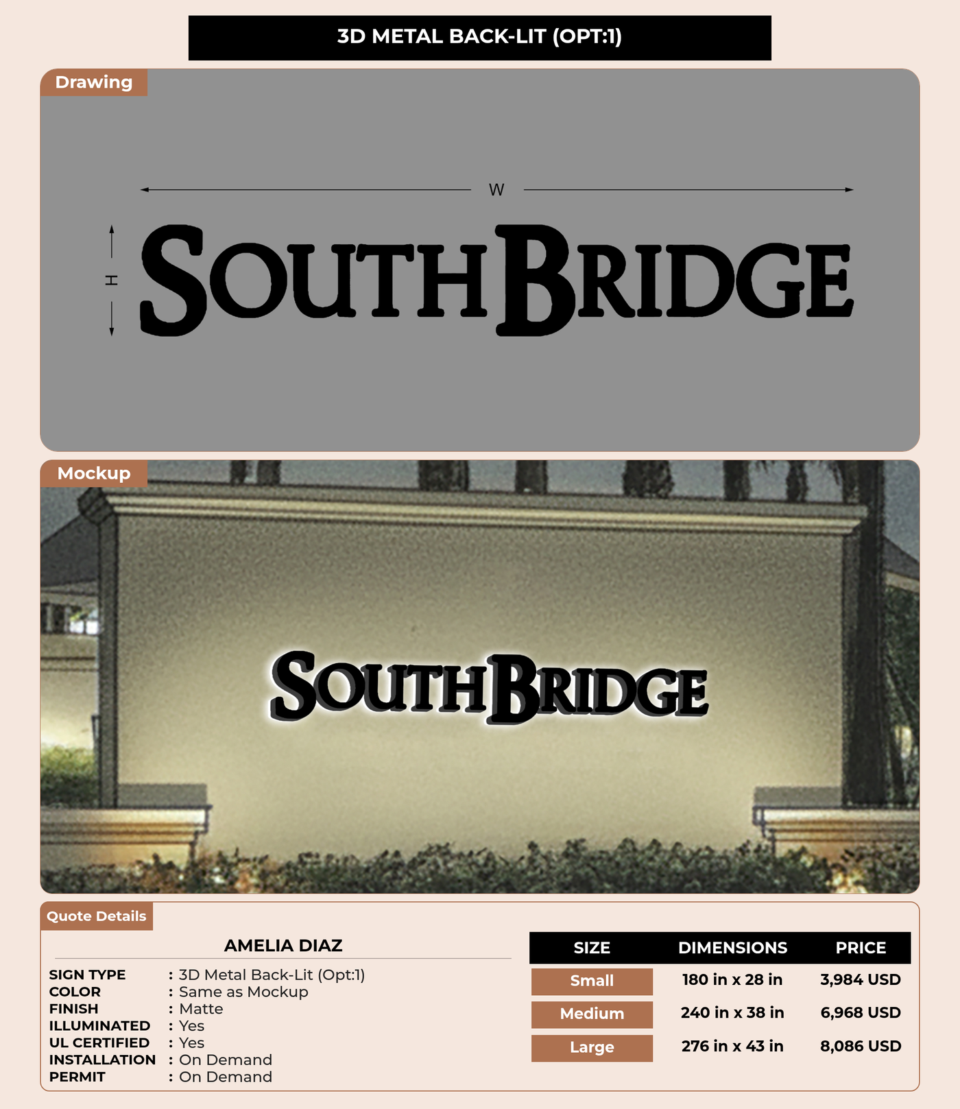 CUSTOM MOCKUP SIGN FOR Amelia Diaz