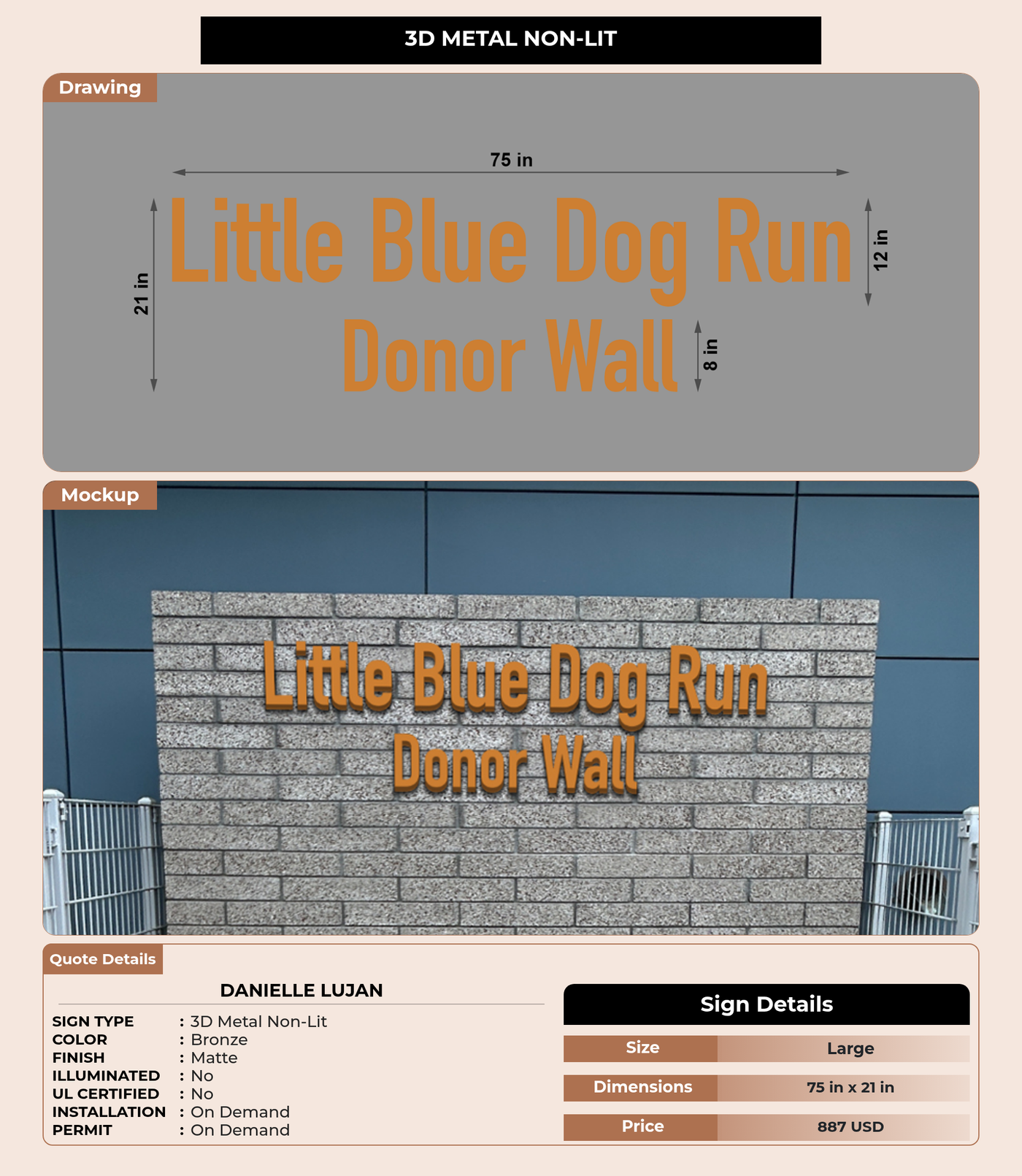 CUSTOM MOCKUP SIGN FOR Danielle Lujan