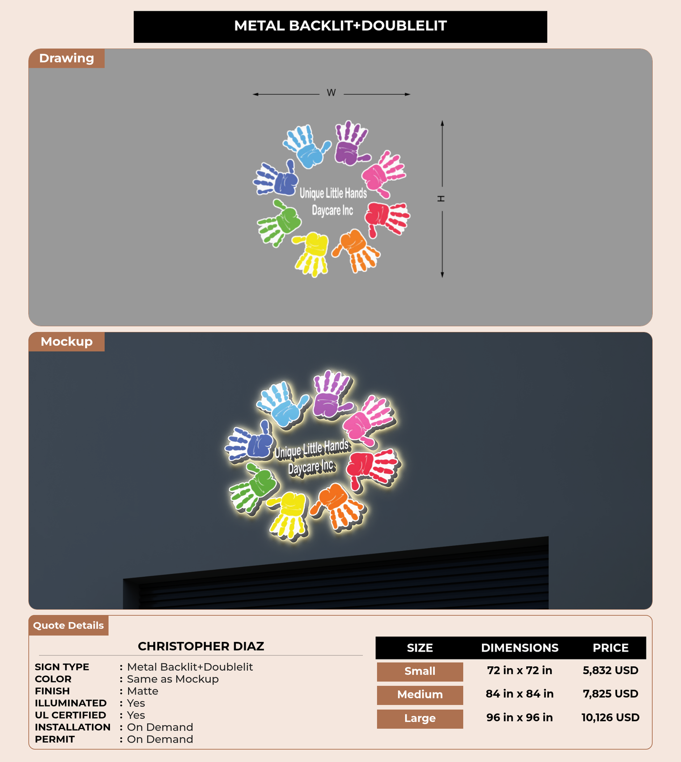 CUSTOM MOCKUP SIGN FOR Christopher Diaz