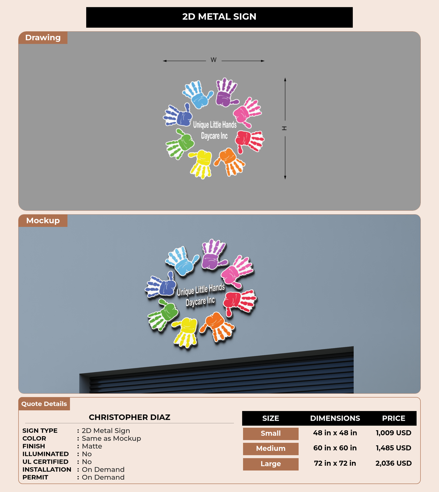 CUSTOM MOCKUP SIGN FOR Christopher Diaz
