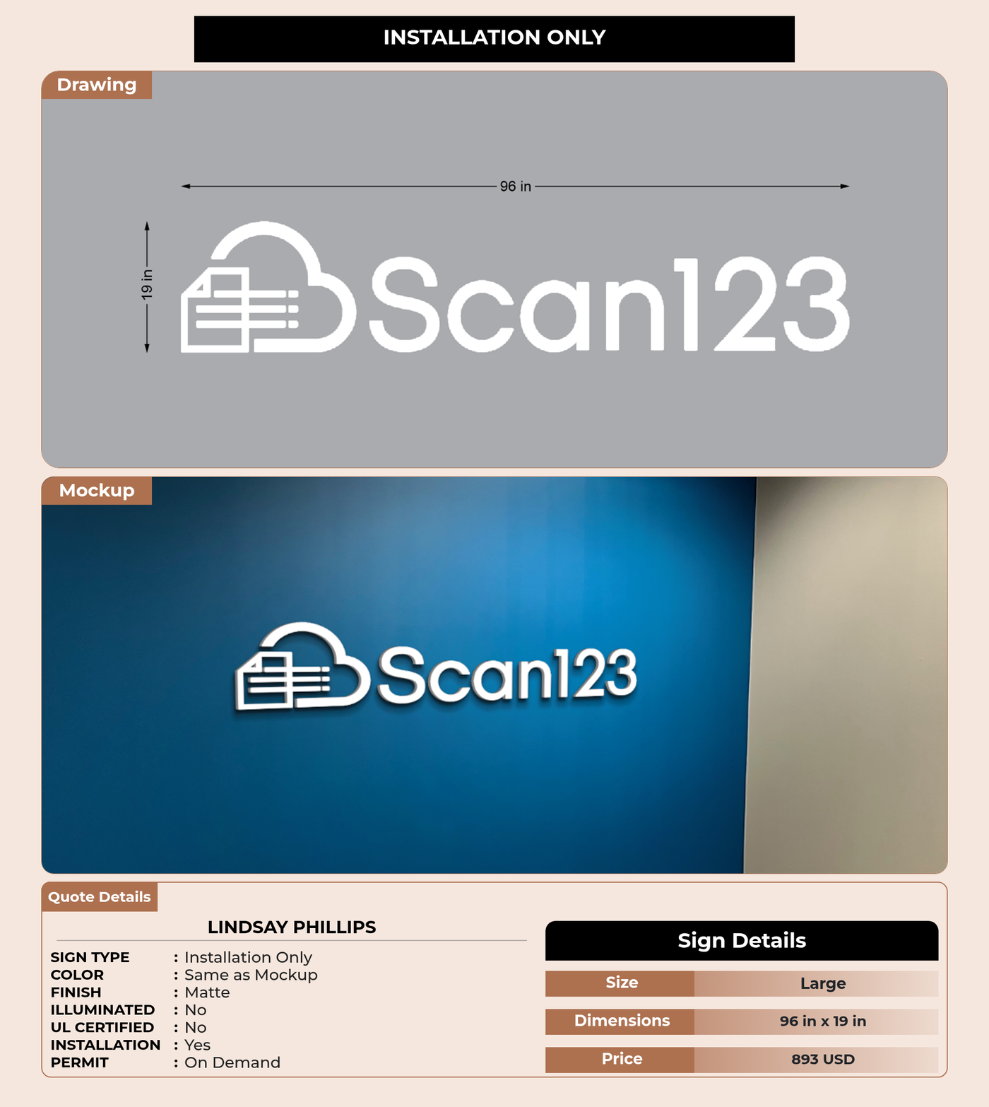 CUSTOM MOCKUP SIGN FOR Lindsay Phillips