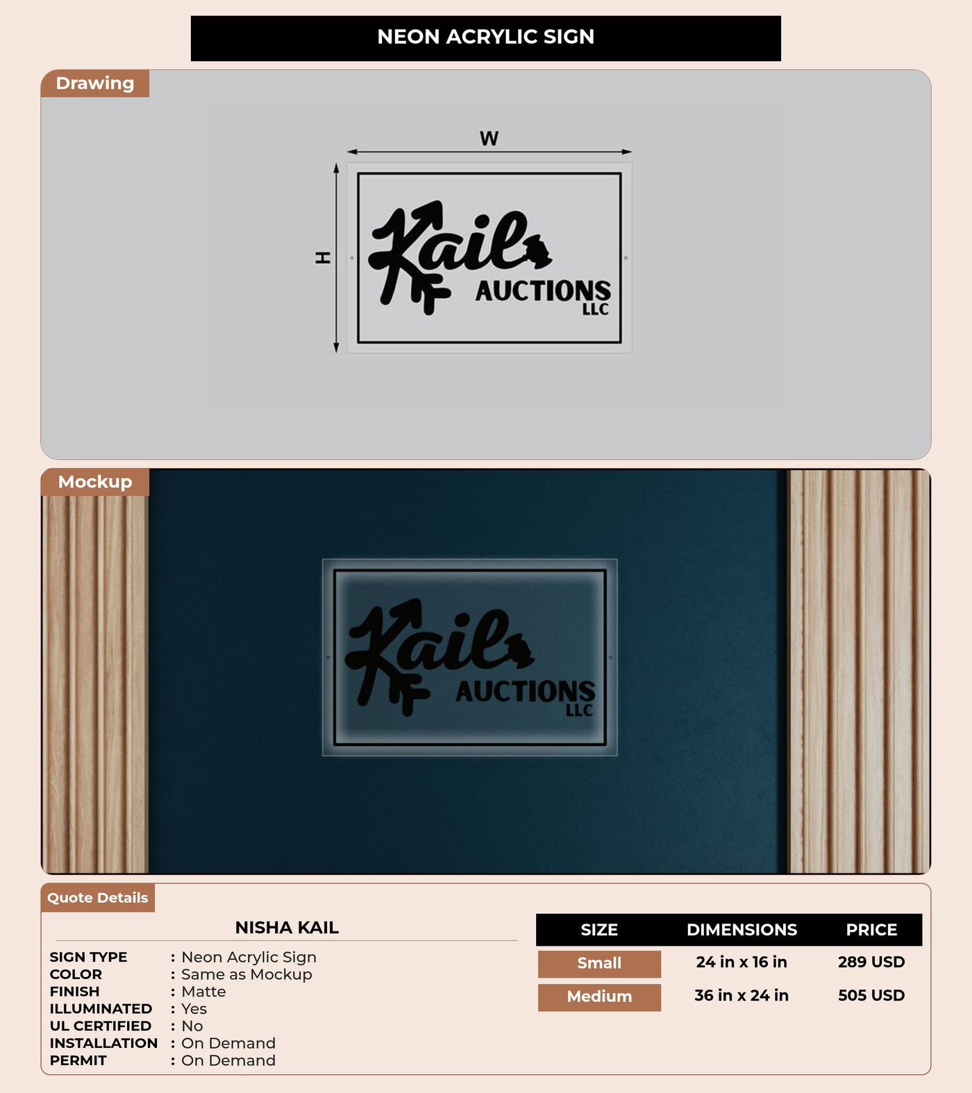 CUSTOM MOCKUP SIGN FOR Nisha Kail