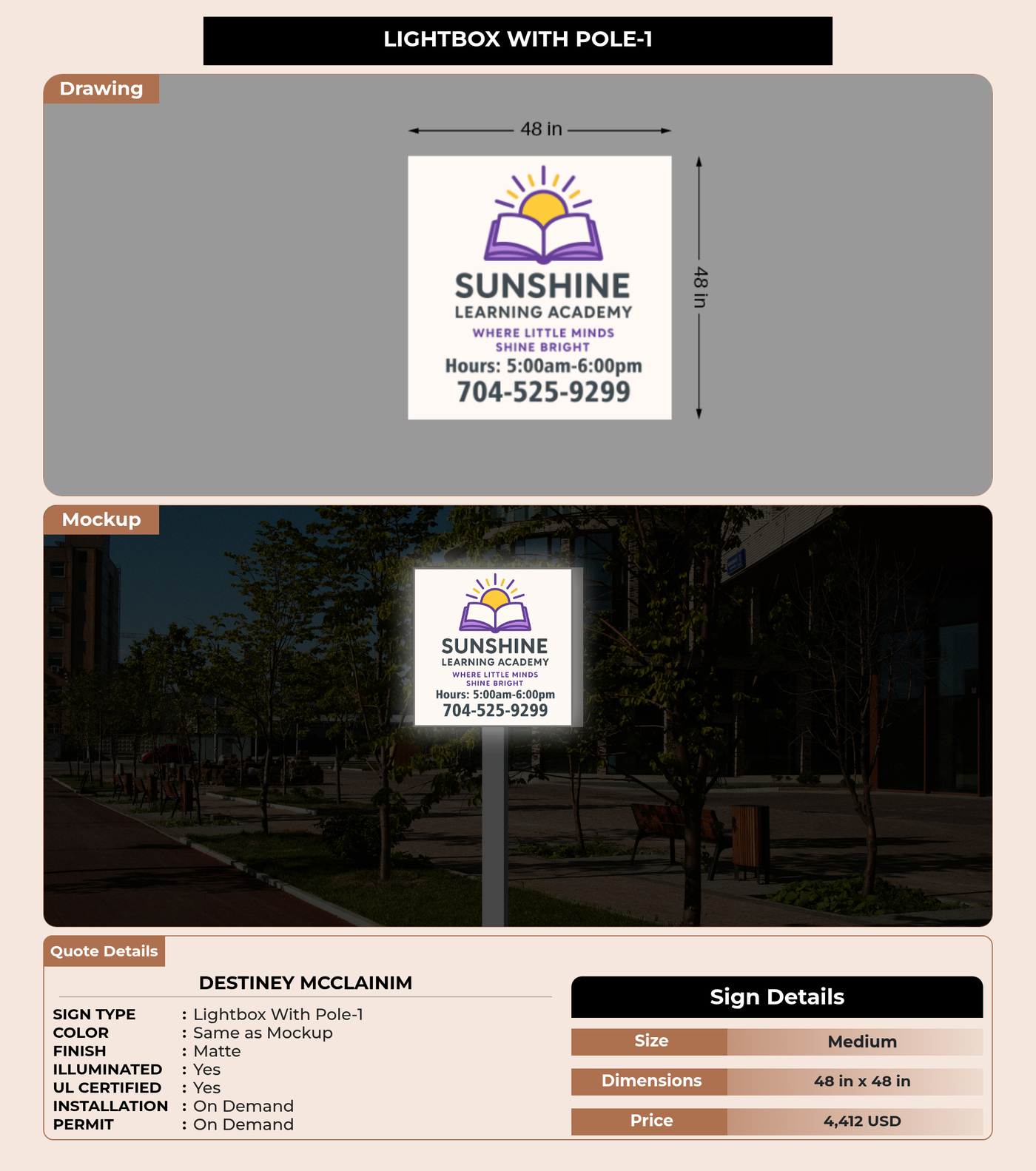 CUSTOM MOCKUP SIGN FOR Destiney McClainim