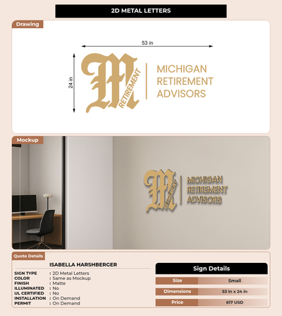 CUSTOM MOCKUP SIGN FOR Isabella Harshberger