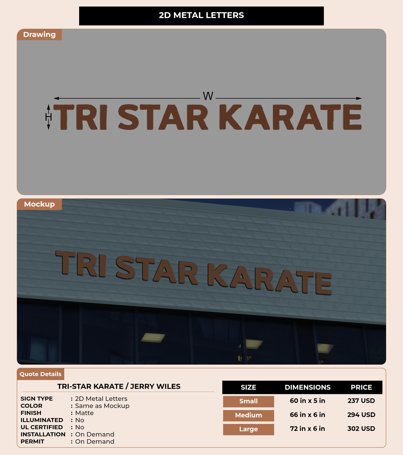 CUSTOM MOCKUP SIGN FOR Tri-Star Karate / Jerry Wiles