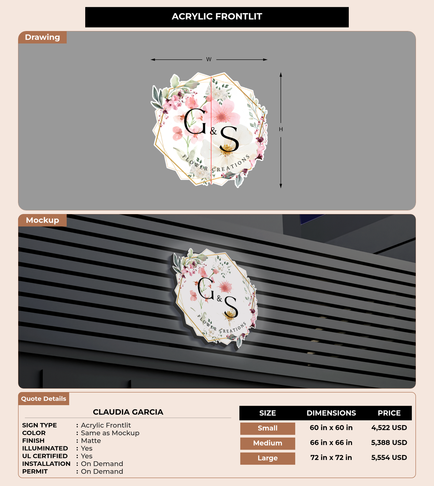 CUSTOM MOCKUP SIGN FOR Claudia Garcia