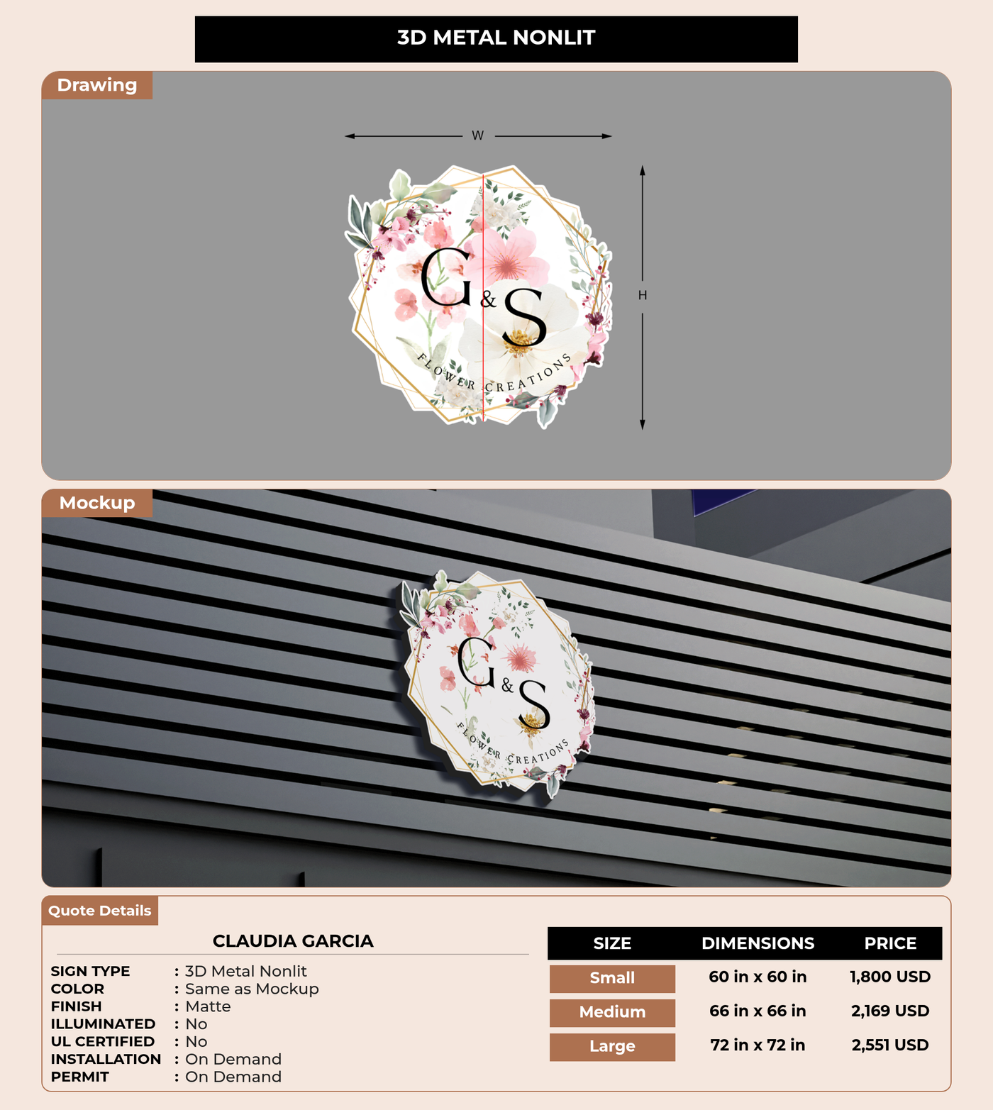 CUSTOM MOCKUP SIGN FOR Claudia Garcia