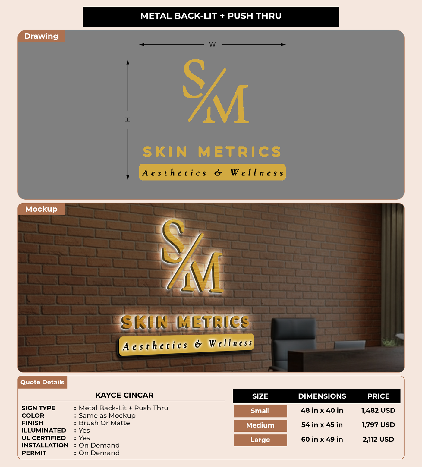 CUSTOM MOCKUP SIGN FOR Kayce Cincar