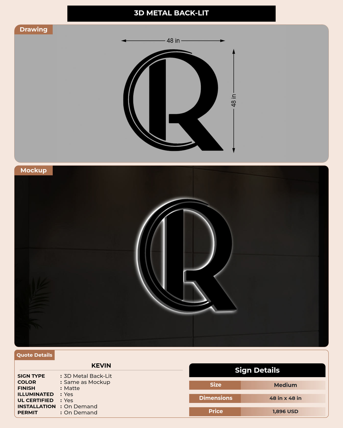 CUSTOM MOCKUP SIGN FOR Kevin