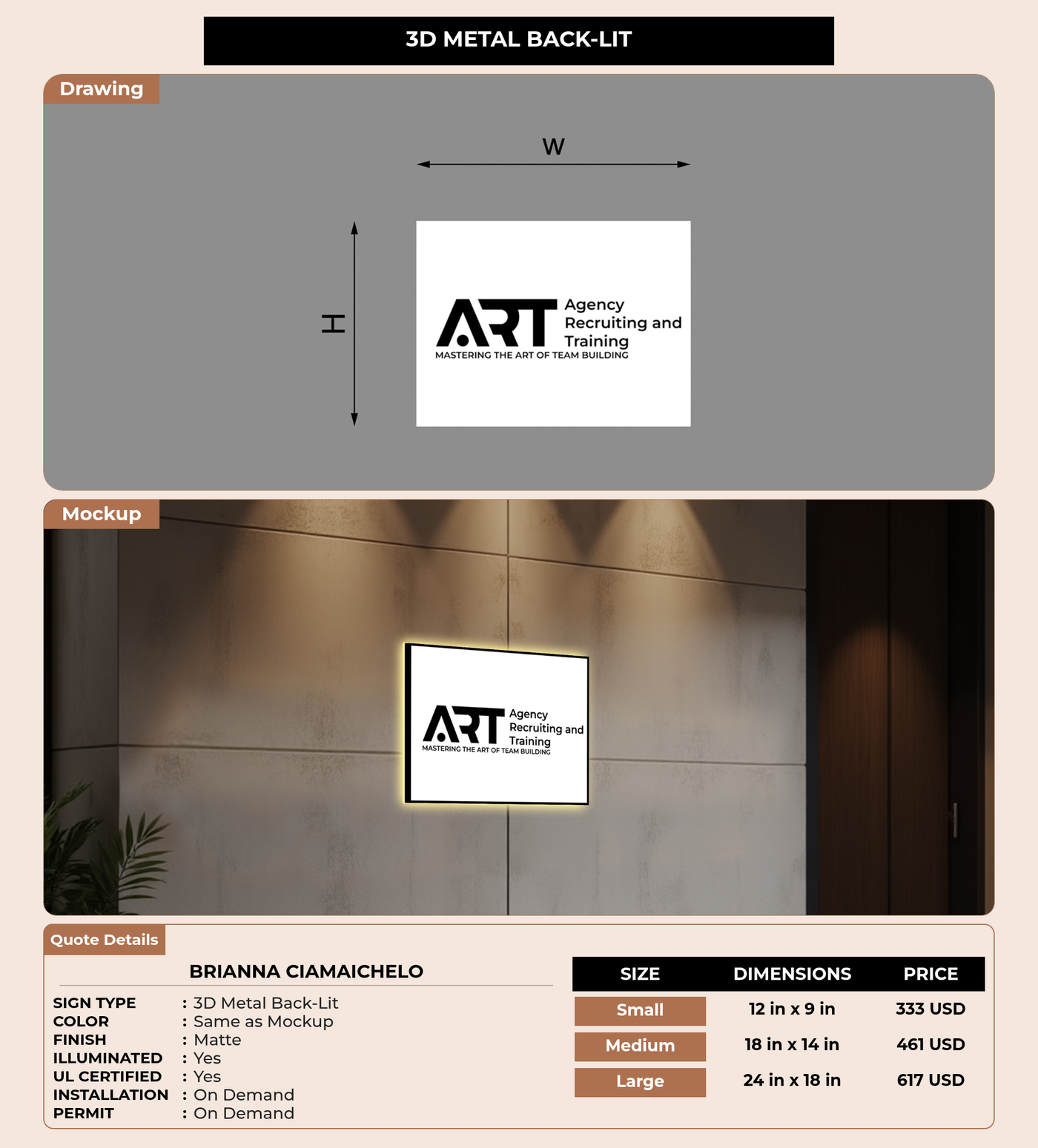 CUSTOM MOCKUP SIGN FOR Brianna Ciamaichelo