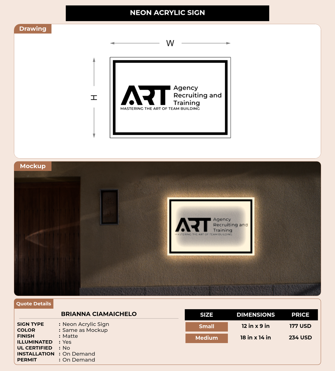 CUSTOM MOCKUP SIGN FOR Brianna Ciamaichelo
