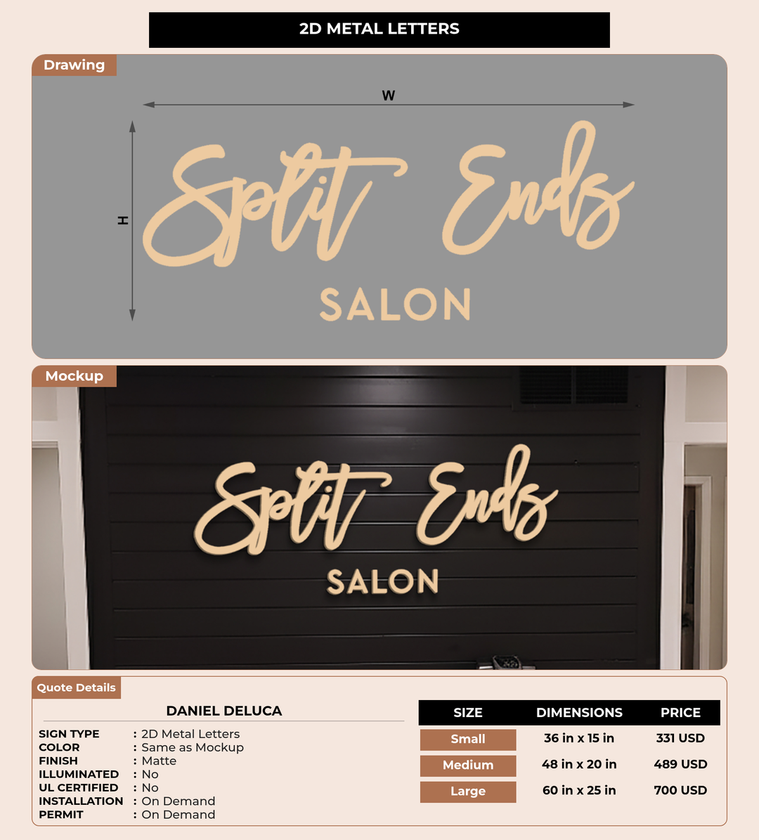 CUSTOM MOCKUP SIGN FOR Daniel Deluca