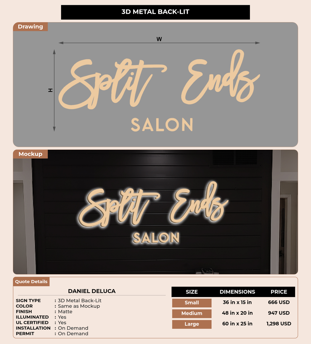 CUSTOM MOCKUP SIGN FOR Daniel Deluca