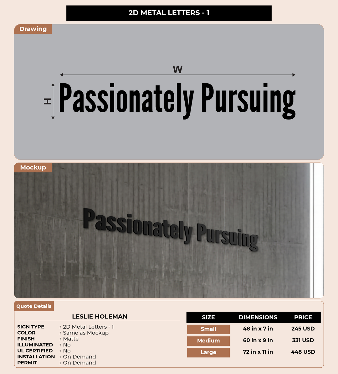 CUSTOM MOCKUP SIGN FOR Leslie Holeman