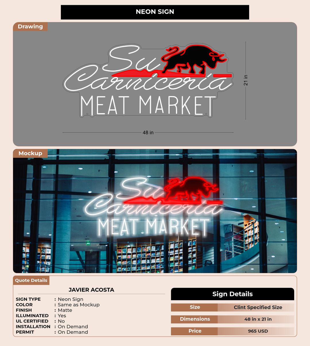 CUSTOM MOCKUP SIGN FOR Javier Acosta