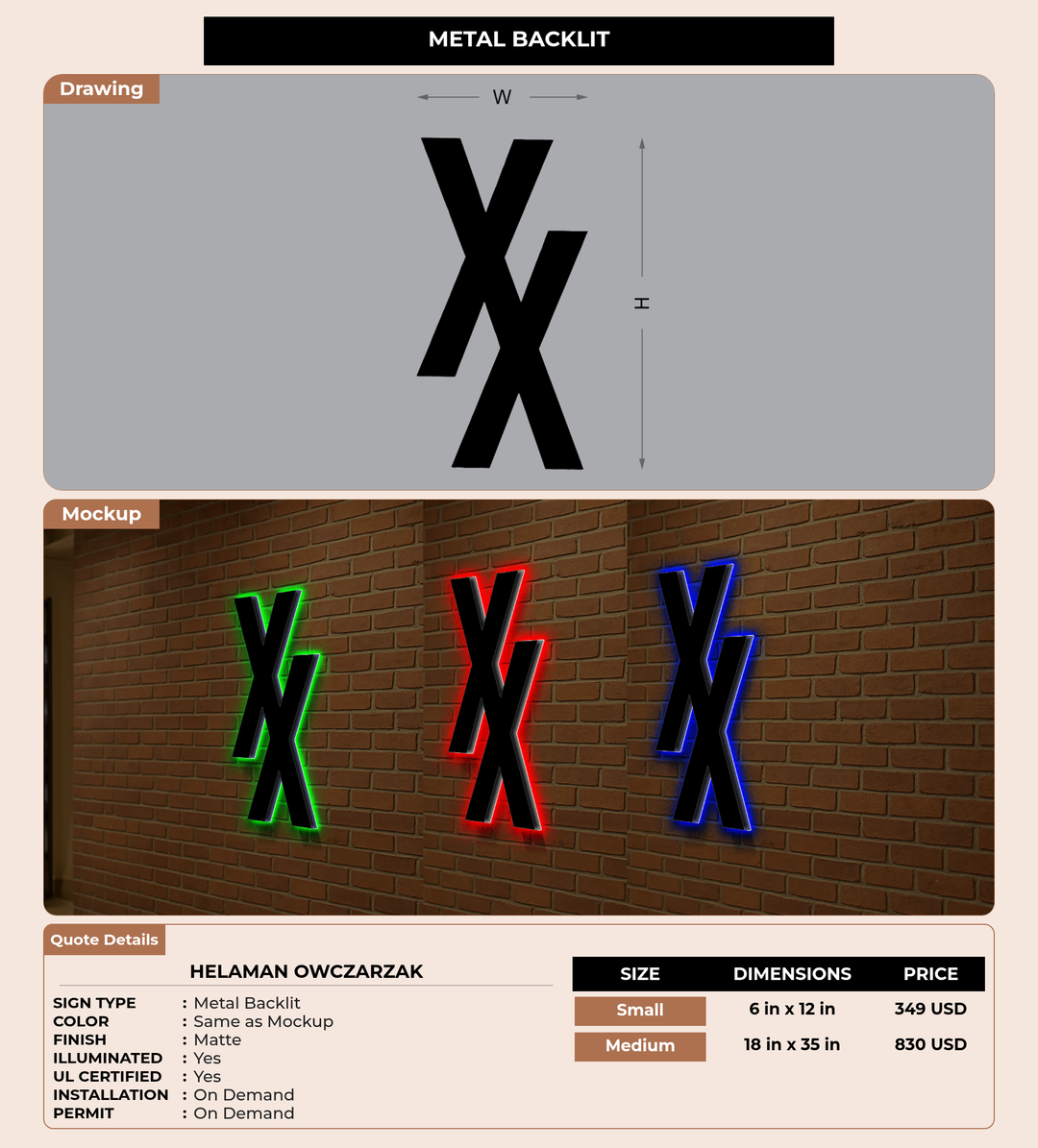 CUSTOM MOCKUP SIGN FOR Helaman Owczarzak